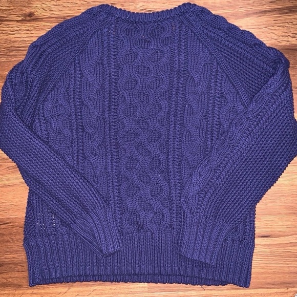 J Crew Small Diagonal Cable Knit Sweater Indigo Blue Size Small - Picture 8 of 8